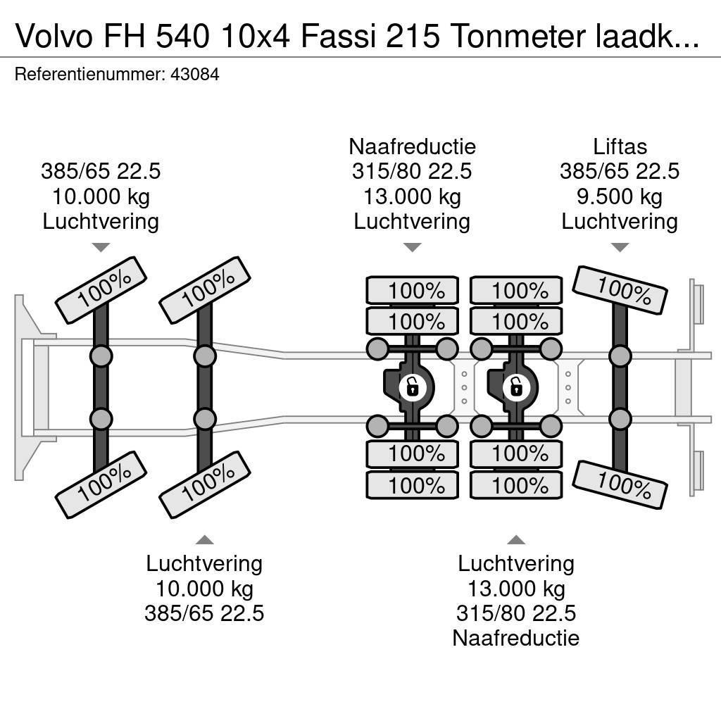 Volvo FH 540 10x4 Fassi 215 Tonmeter laadkraan + Fly-Jib Polovne dizalice za sve terene