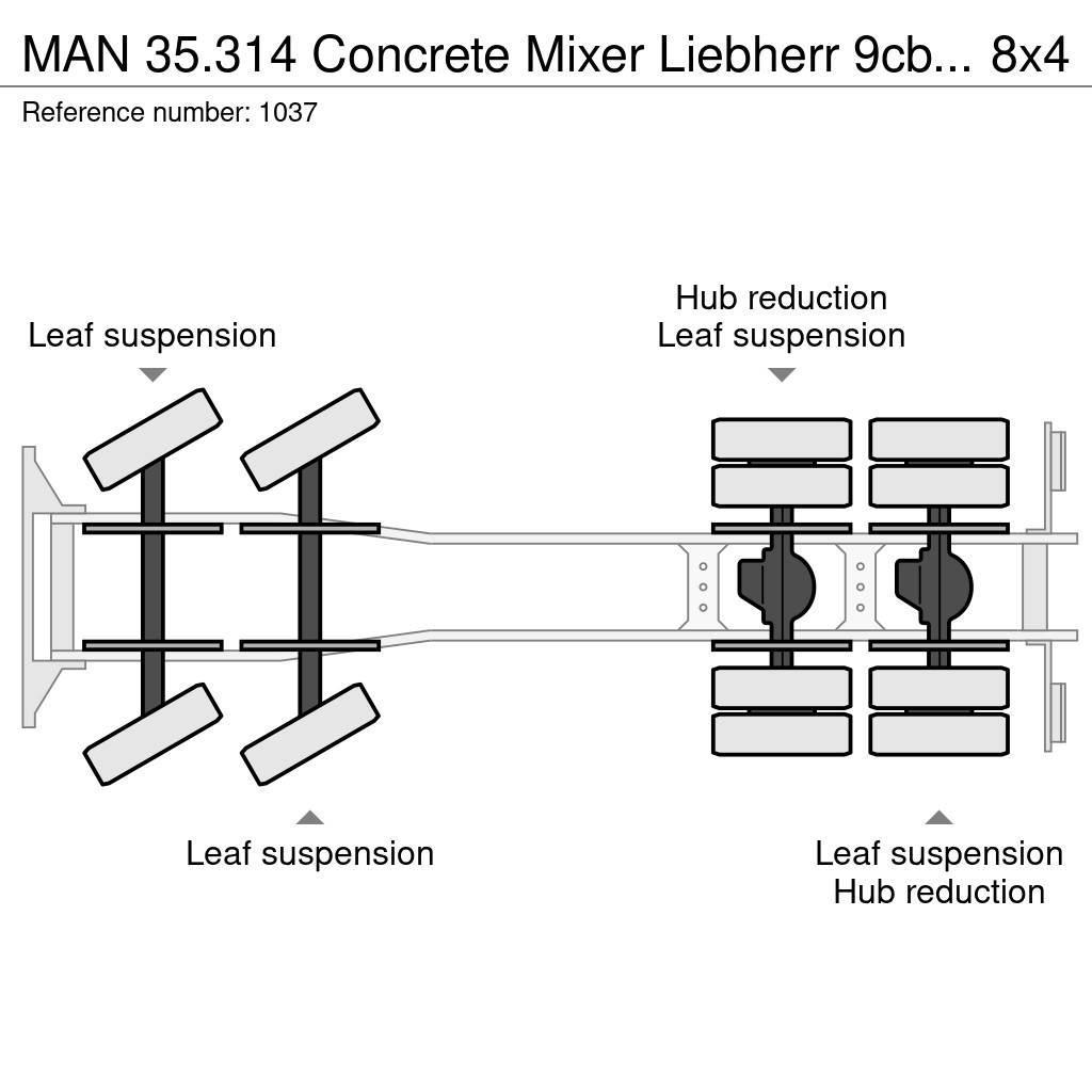 MAN 35.314 Concrete Mixer Liebherr 9cbm 8x4 Full Steel Kamioni mešalice za beton