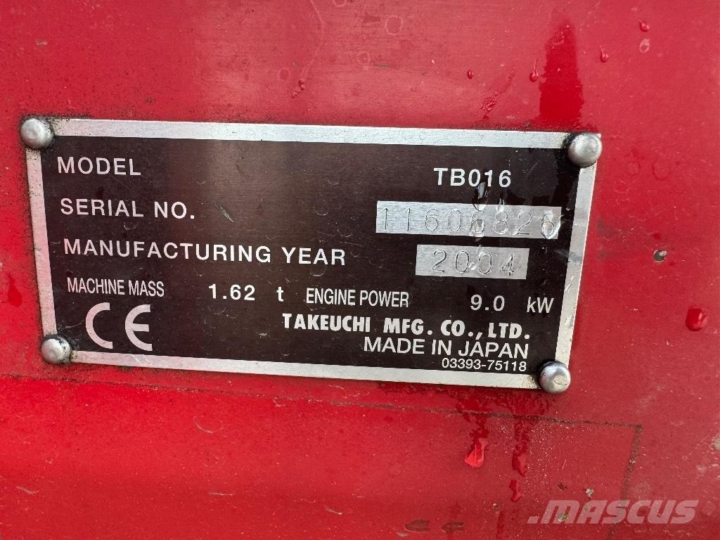 Takeuchi TB 016 Mini bageri < 7t
