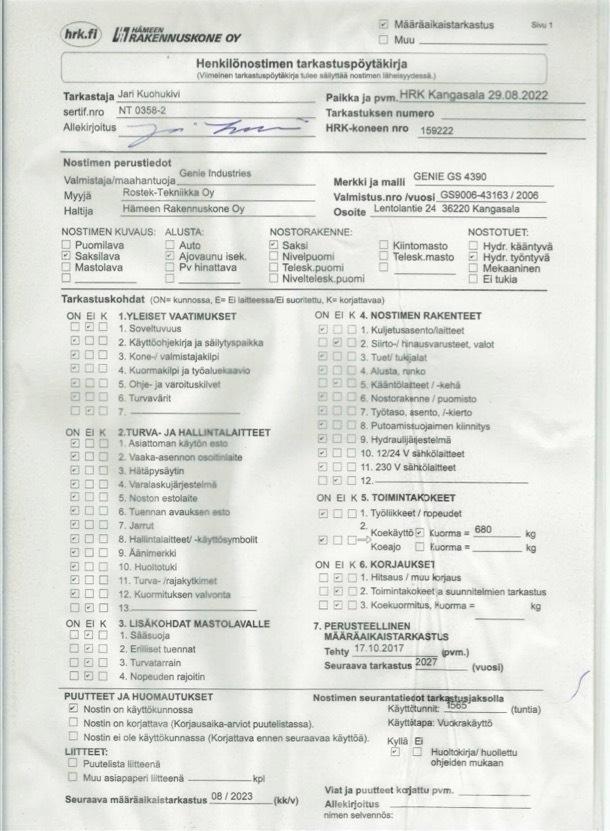 Genie GS 4390 Makazaste platforme