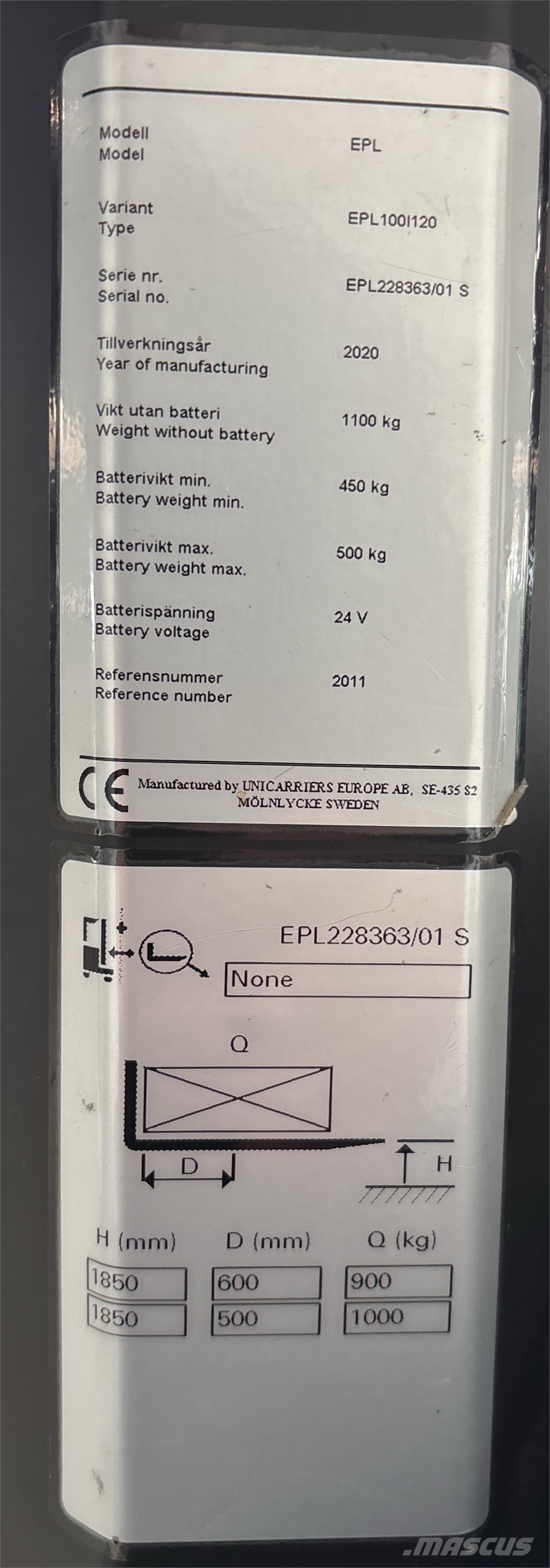 UniCarriers EPL100 Niskodizajući komisioni viljuškar