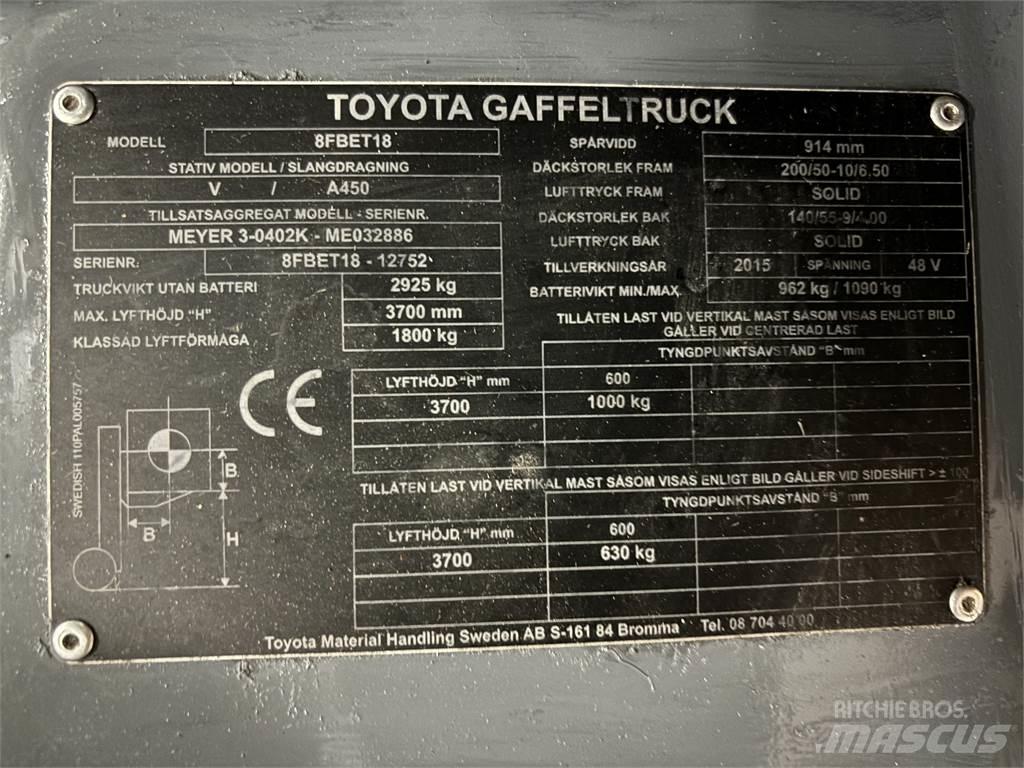 Toyota 8FBET18 Električni viljuškari