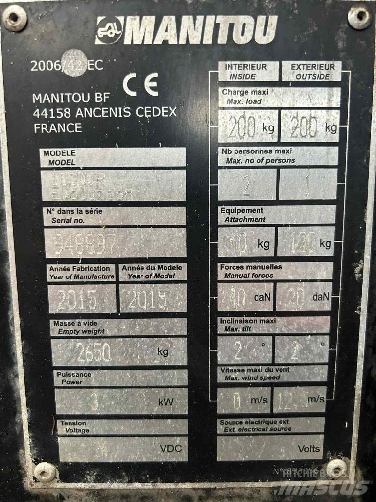 Manitou 100 VJR Jarbolne penjajuće platforme