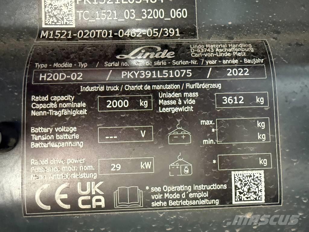 Linde H20D/391-02 Dizelski viljuškari