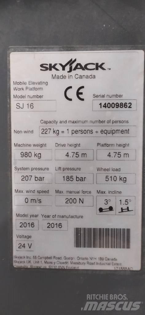 SkyJack SJ 16 Jarbolne penjajuće platforme
