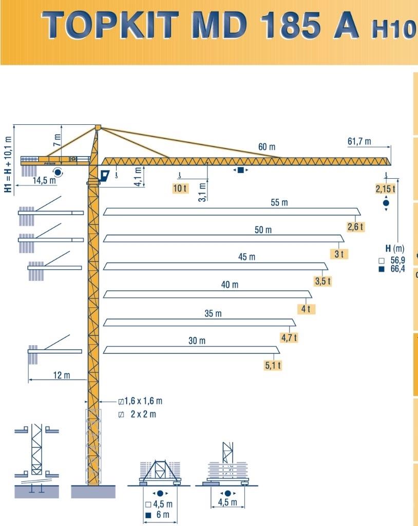 Potain MD 185 A H10 Kranovi tornjevi