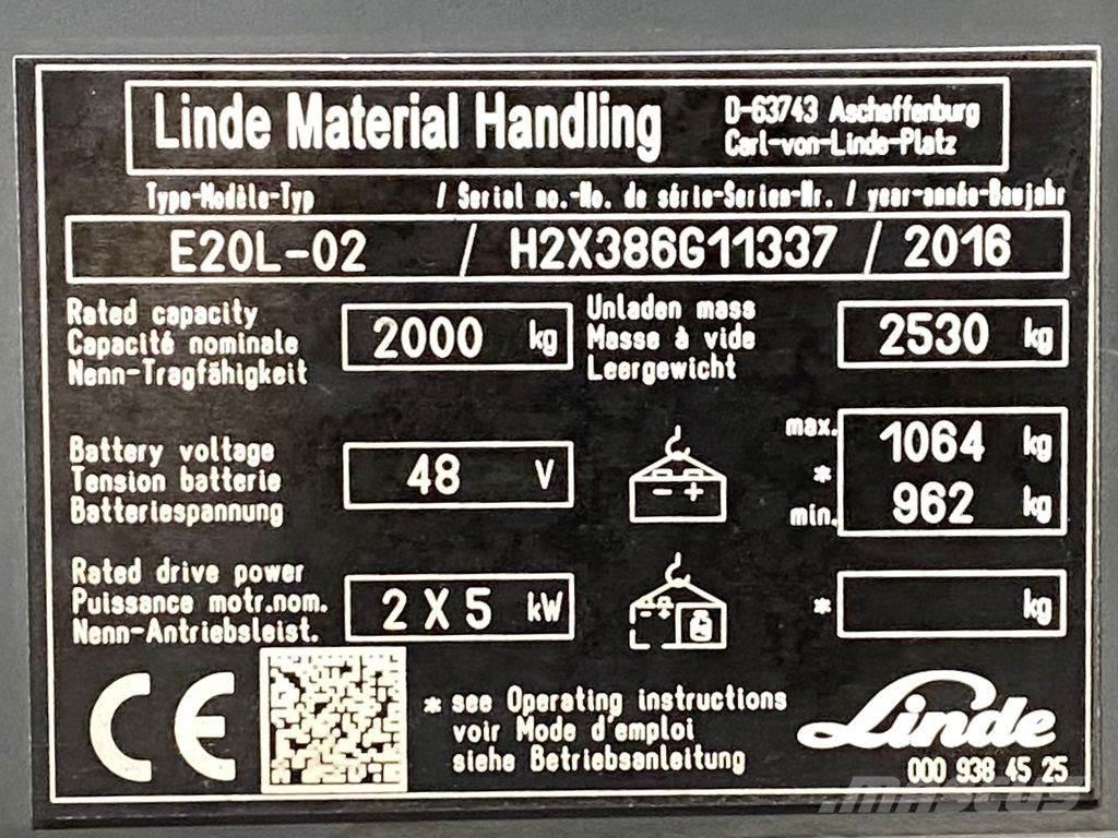 Linde E20L Električni viljuškari