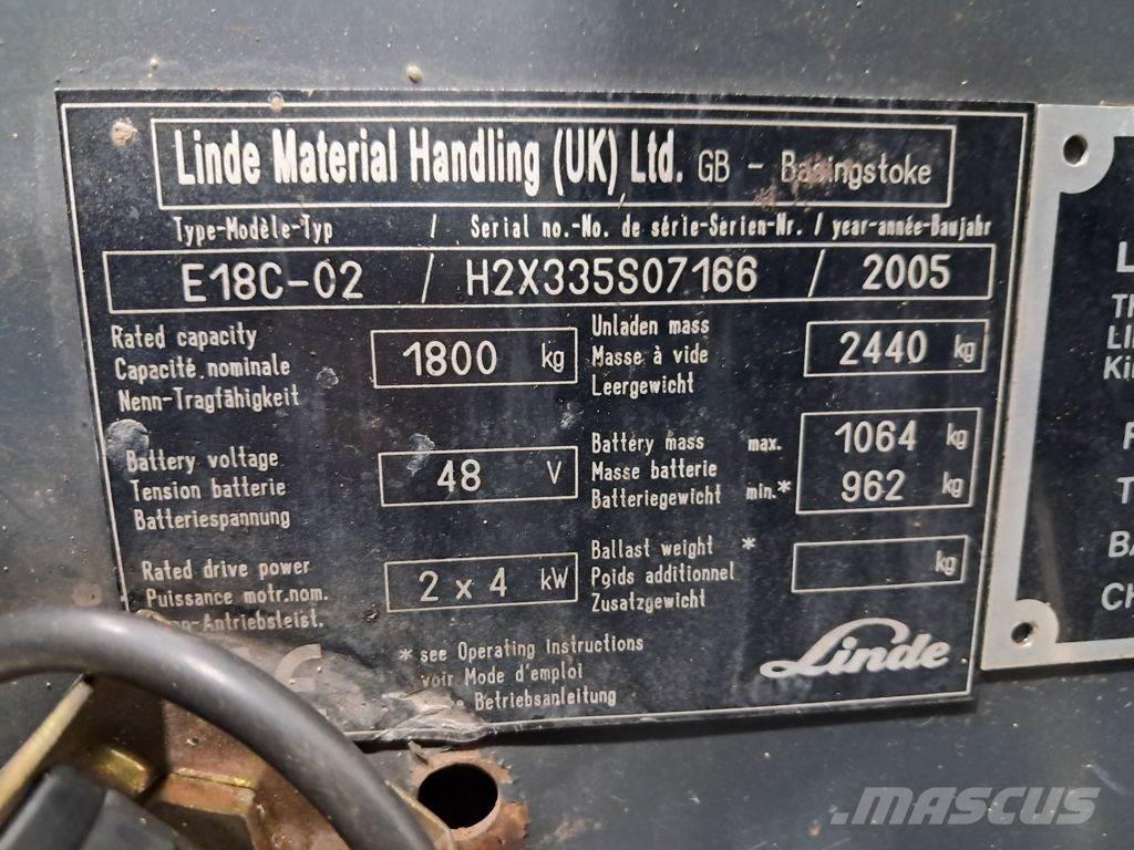 Linde E18C-02 Električni viljuškari