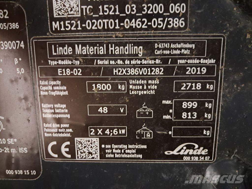 Linde E18-02 Električni viljuškari