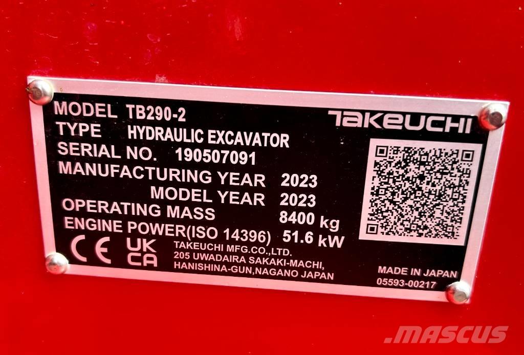 Takeuchi TB 290-2 CV Midi bageri 7t – 12t