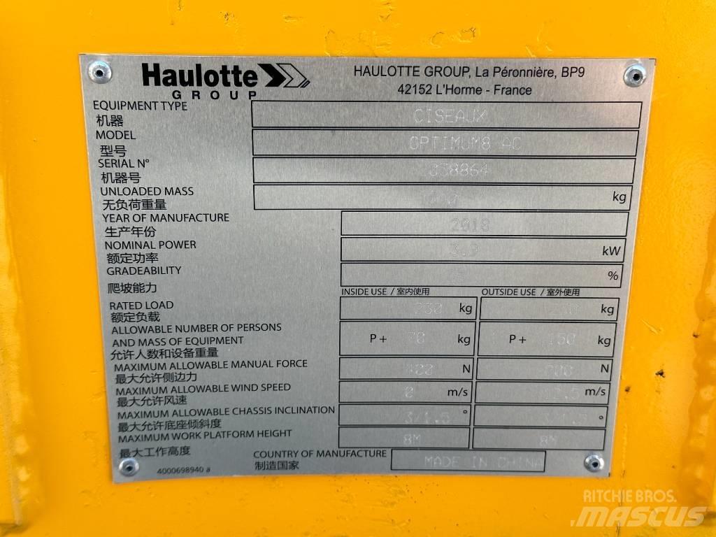 Haulotte OPTIMUM 8 Makazaste platforme
