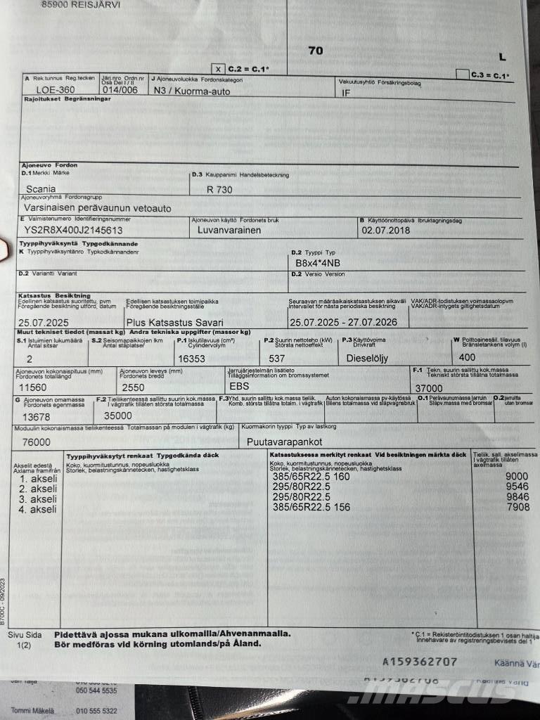Scania R730 Kamioni za drva Šticari