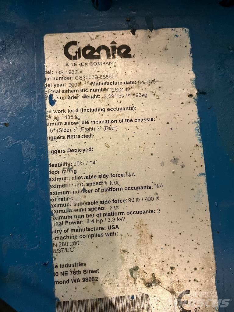 Genie GS 1930 Makazaste platforme