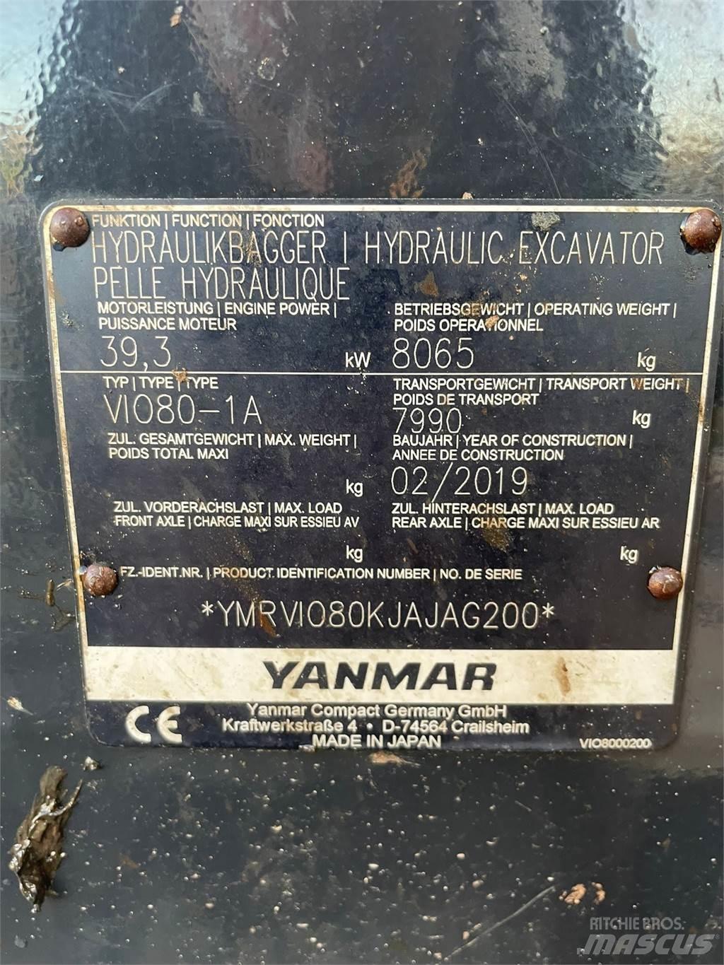 Yanmar Vio 80-1A Mini bageri < 7t