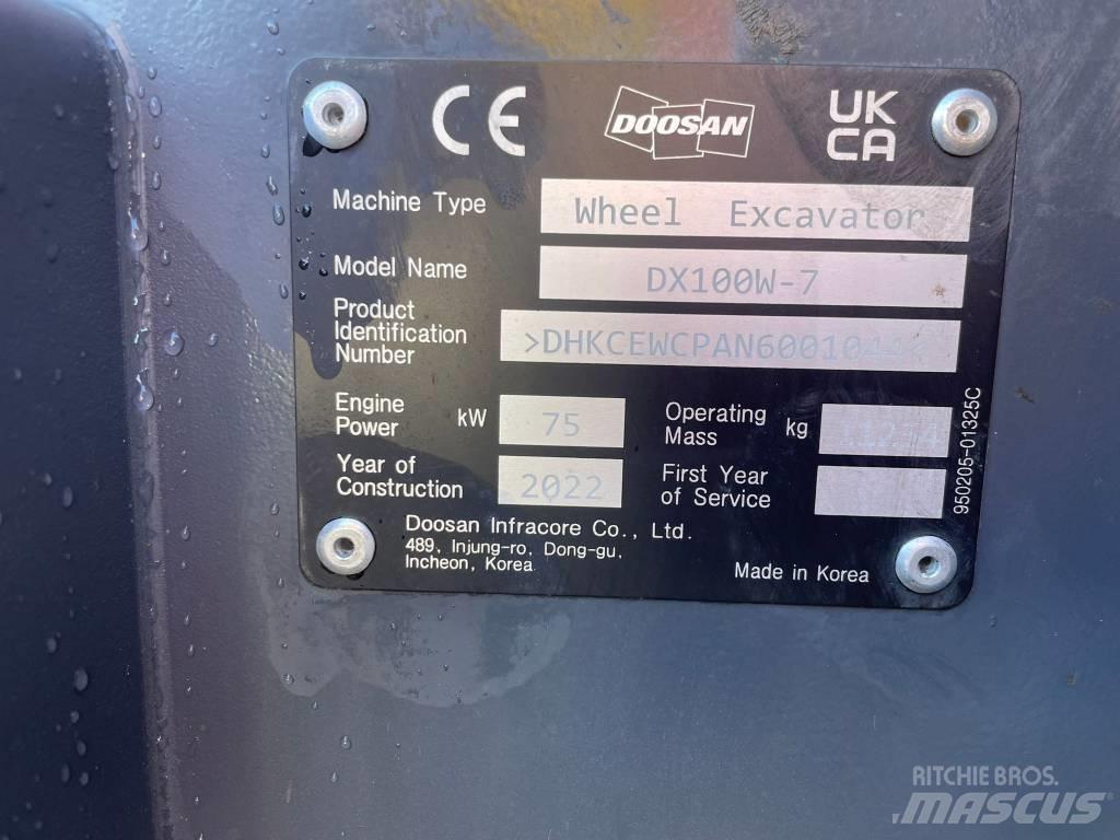 Doosan DX100W-7 Bageri točkaši