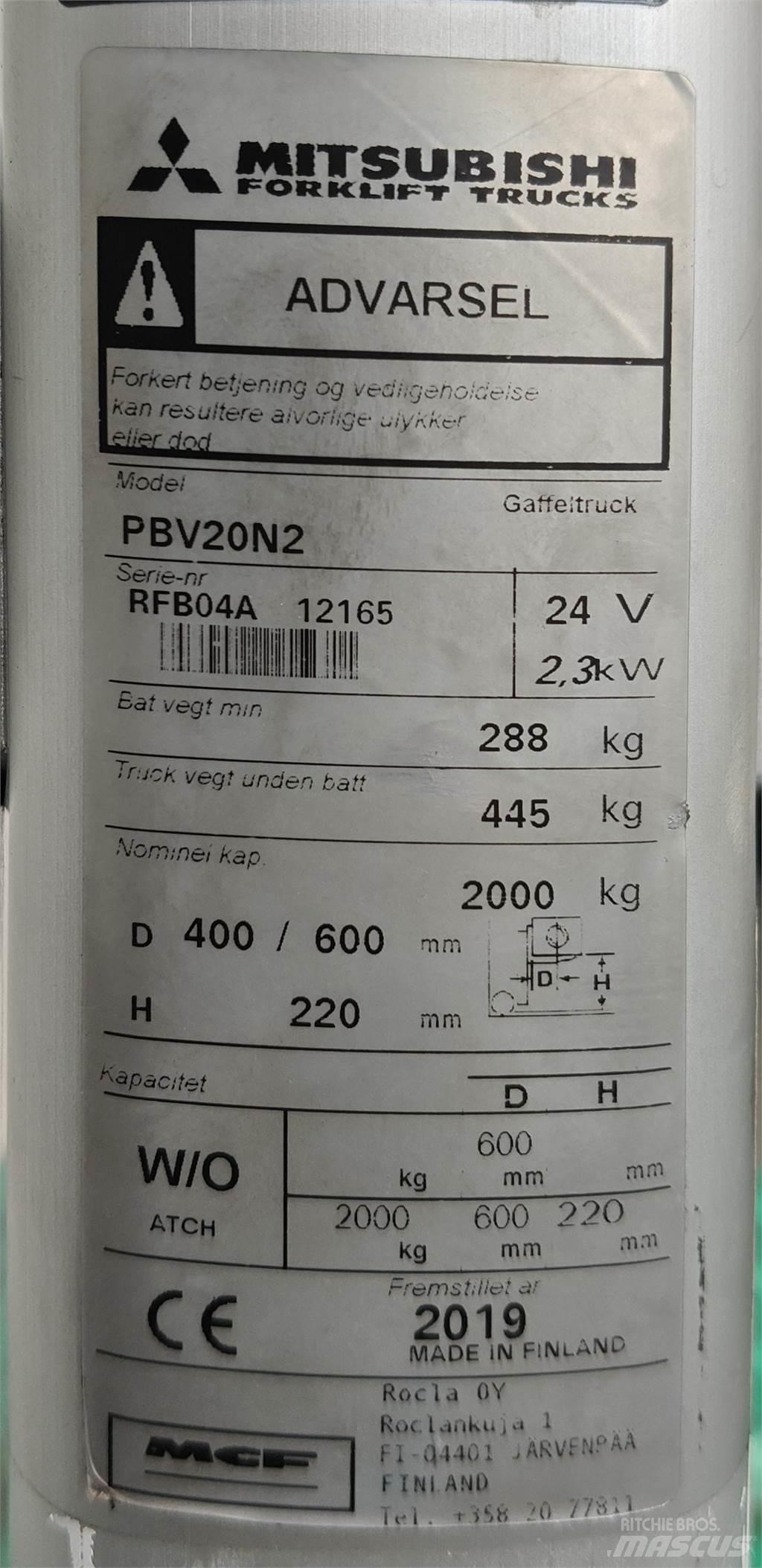 Mitsubishi PBV20N2 Viljuškari - ostalo