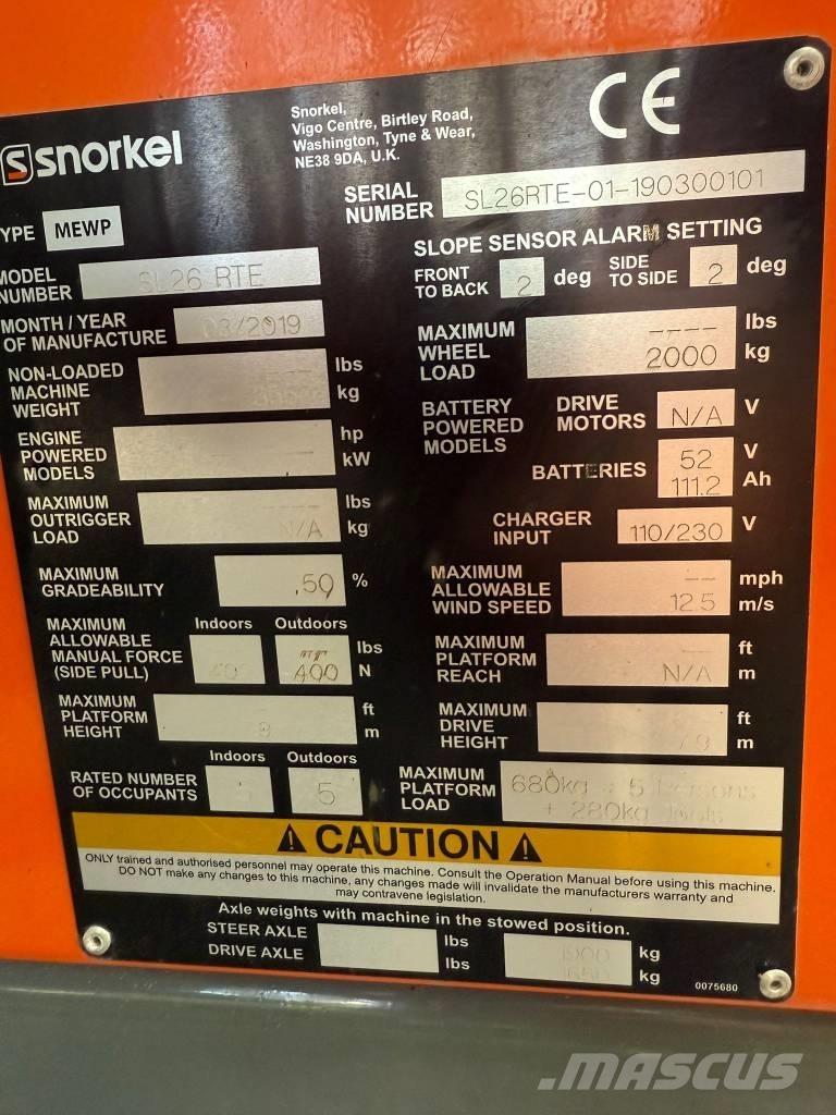 Snorkel SL 26 RTE Makazaste platforme