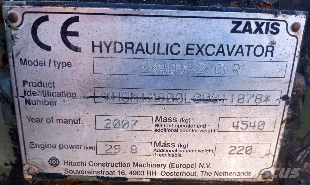 Hitachi ZX 40 U-2 Mini bageri < 7t