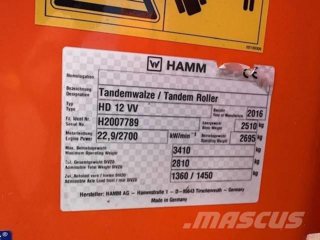 Hamm HD12 VV, Vält Valjci sa duplim bubnjem