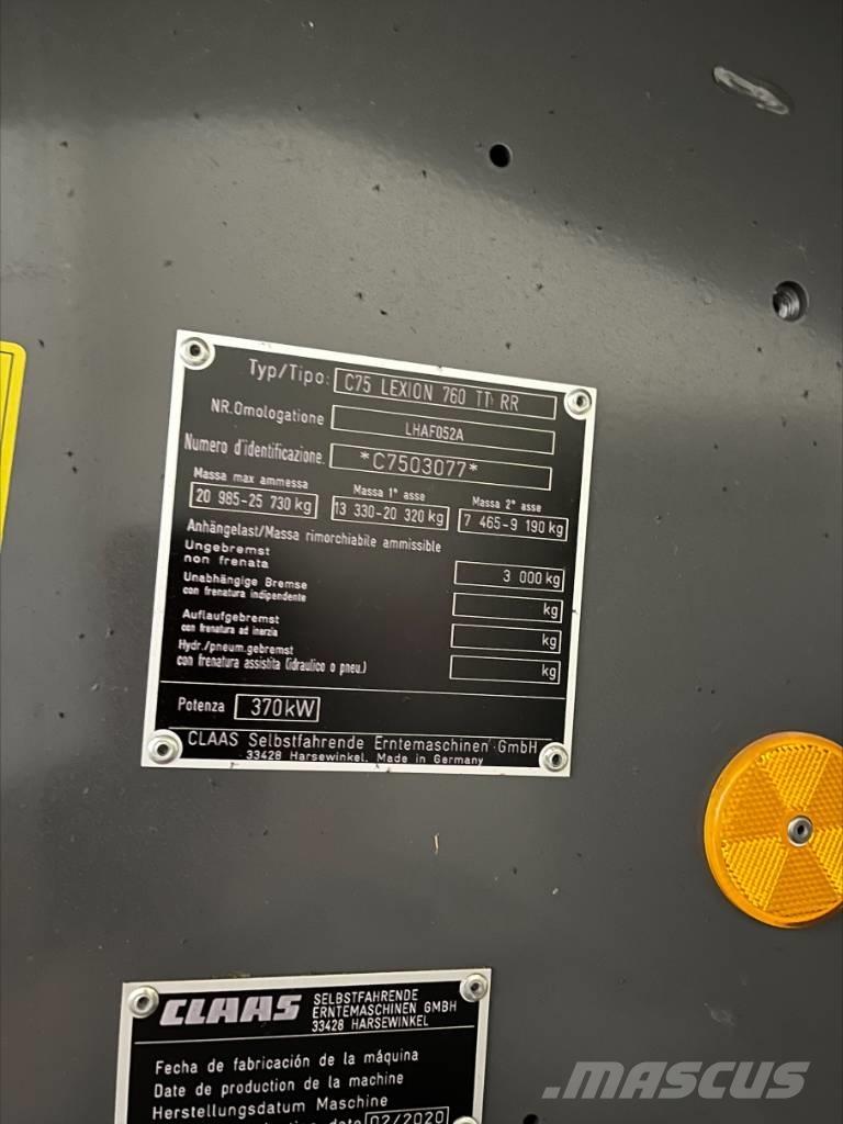 CLAAS Lexion 760 TT Kombajni