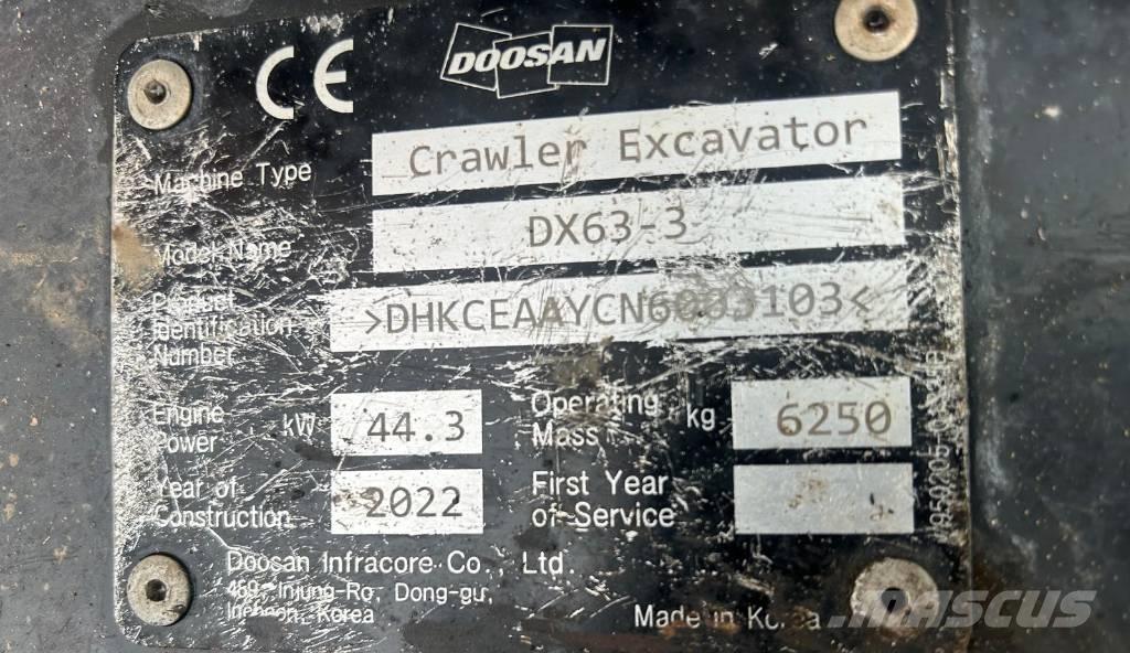 Doosan DX 63-3 Bageri guseničari