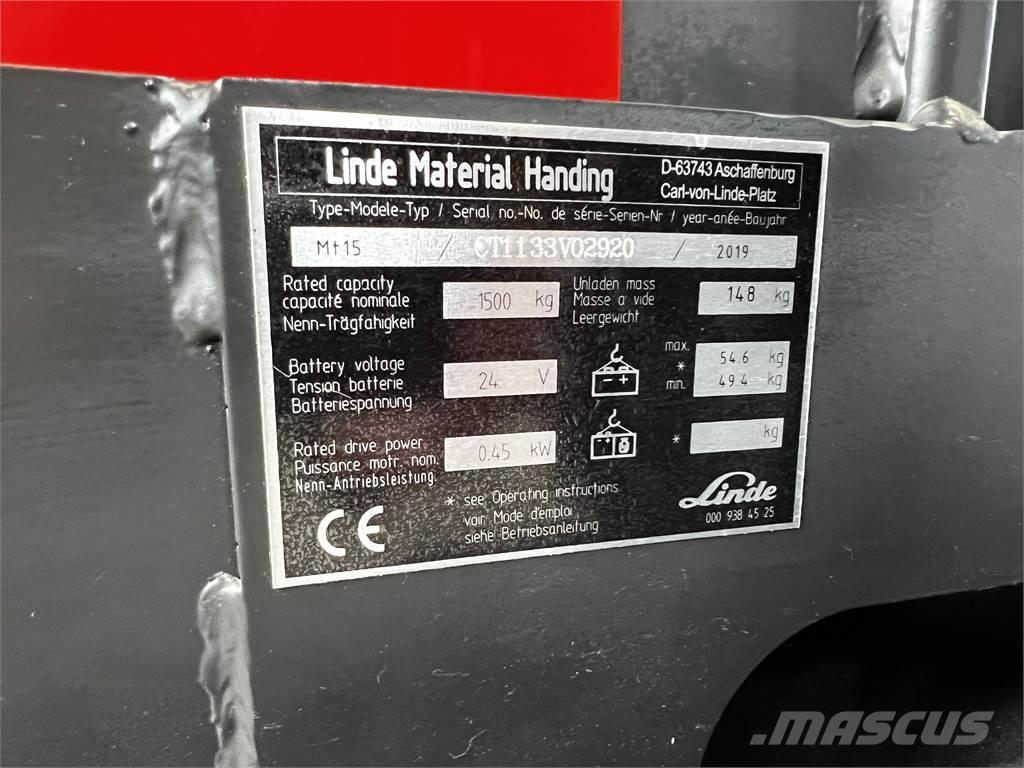 Linde MT15 Ručni električni viljuškar