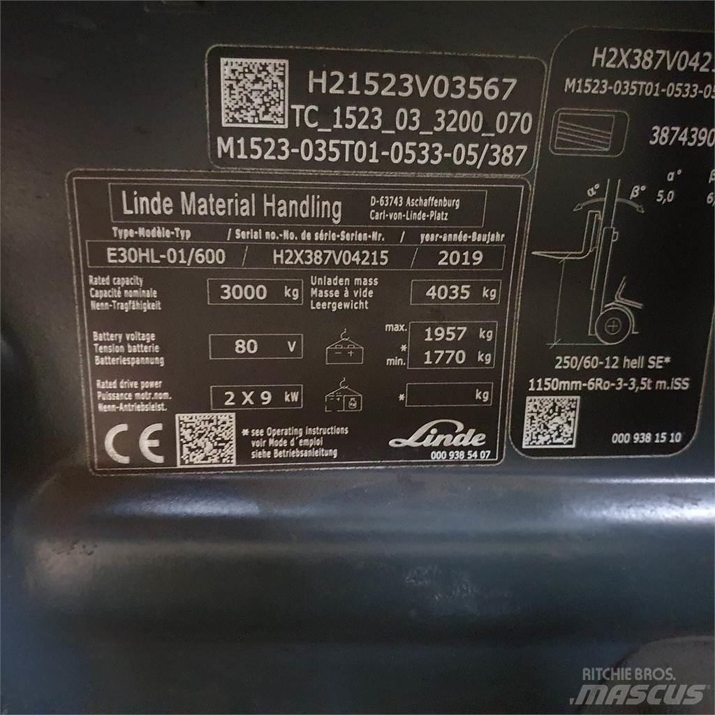 Linde E30/600HL Električni viljuškari