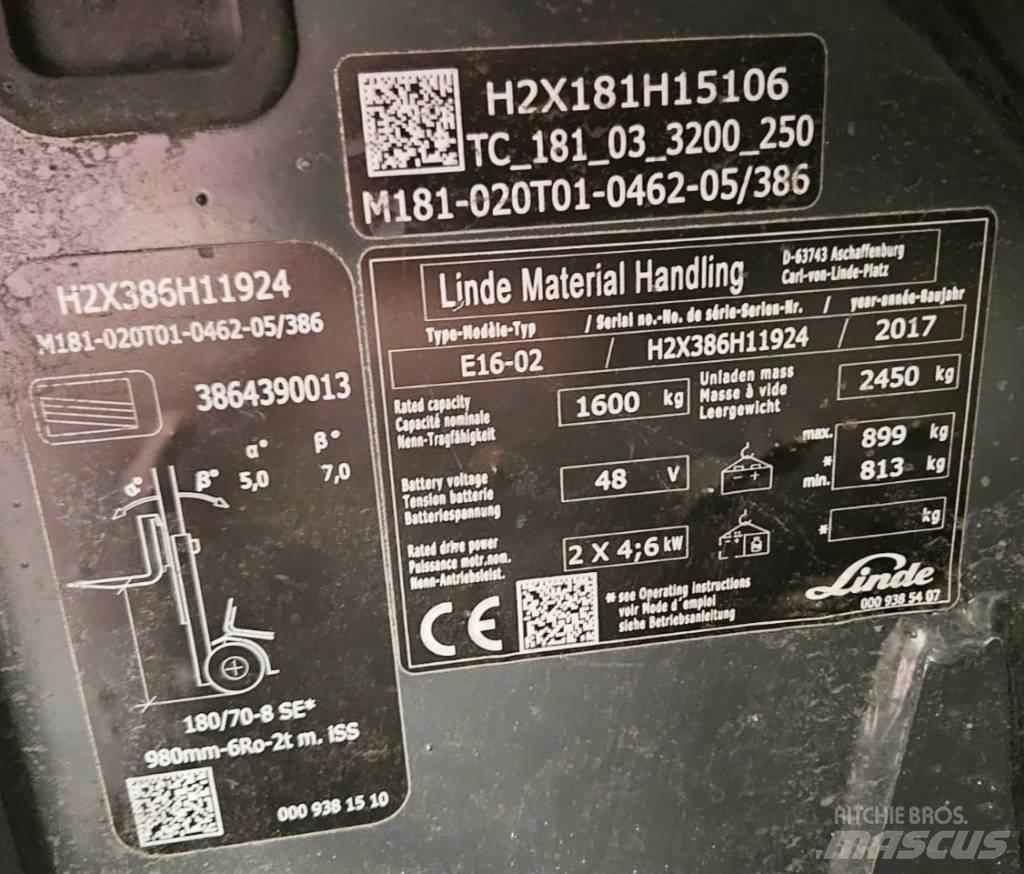 Linde E16-02 Električni viljuškari