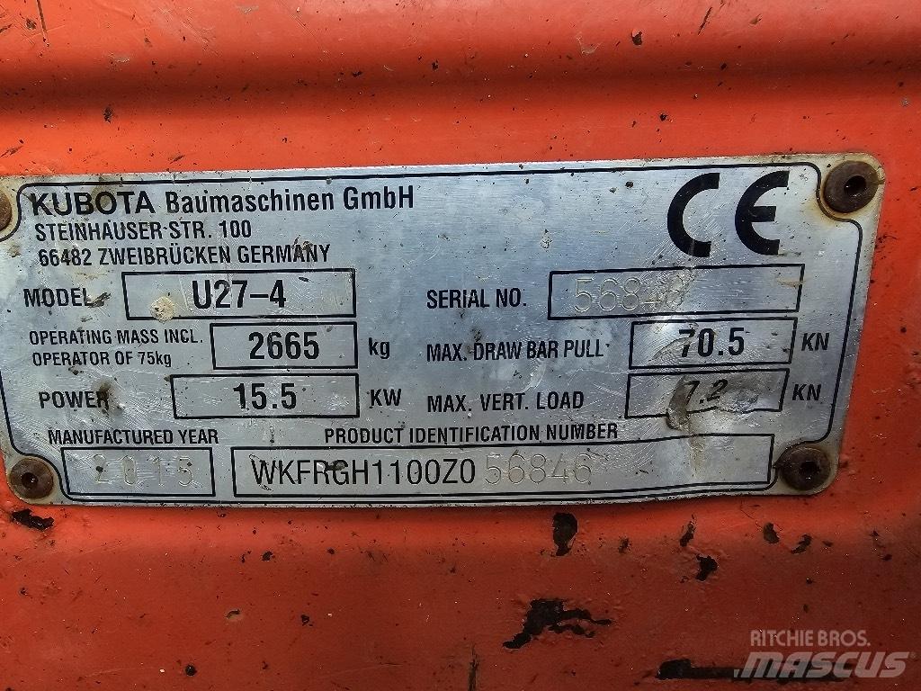 Kubota U 27-4 Mini bageri < 7t