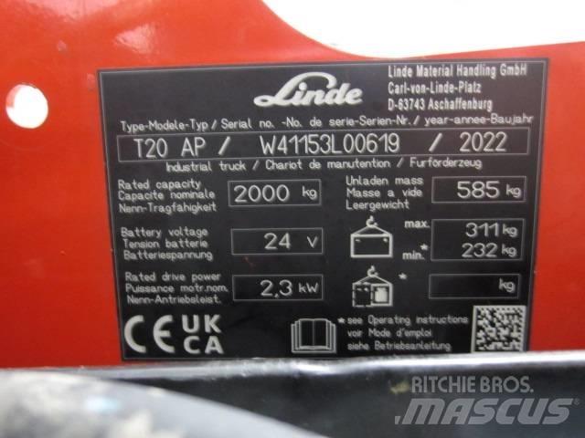 Linde T20AP Nisko podizni električni viljuškar sa stajalištom