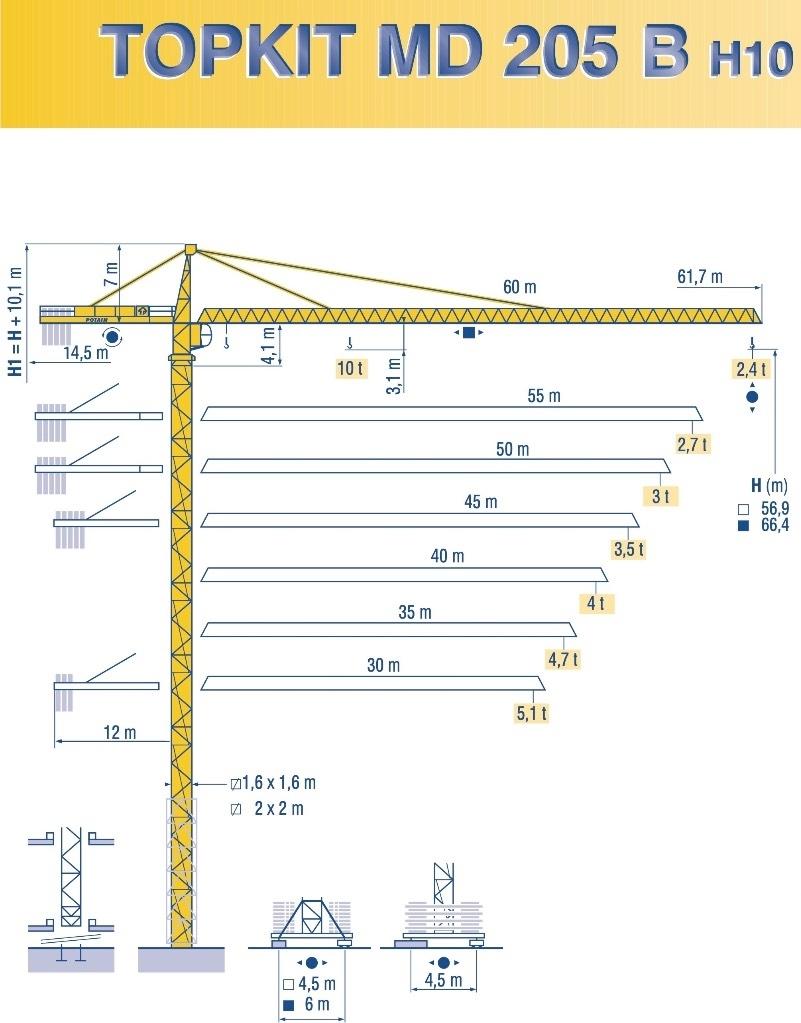 Potain MD 205 B H10 Kranovi tornjevi