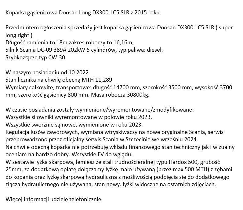 Doosan DX 300 LC-5 Polovni bageri sa dugom rukom
