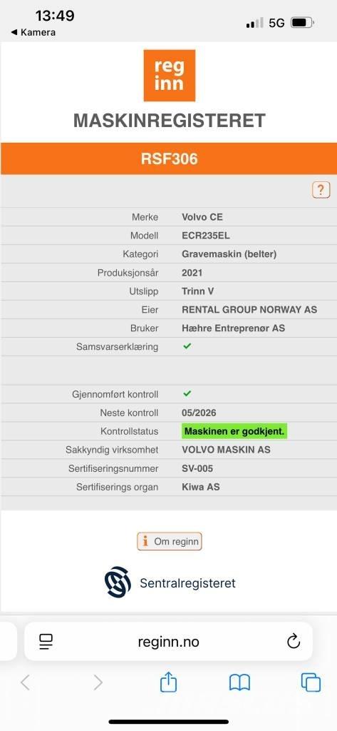 Volvo ECR 235 EL Bageri guseničari