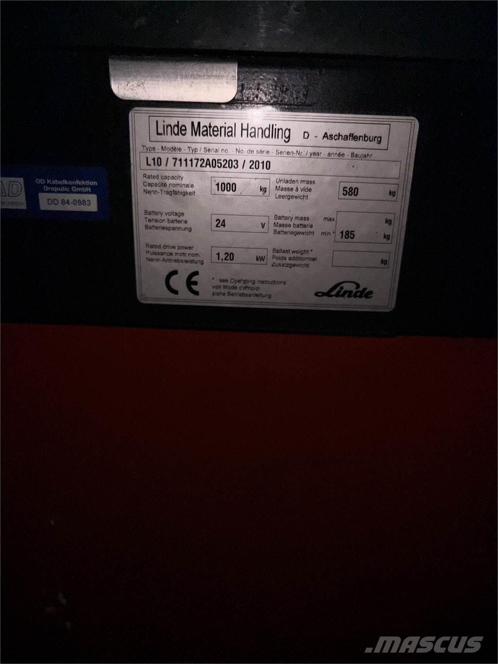 Linde L10 defekt Ručni električni viljuškar