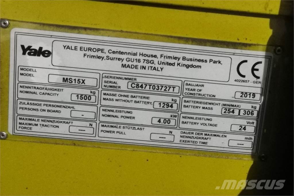 Yale MS15XSL Ručni električni viljuškar