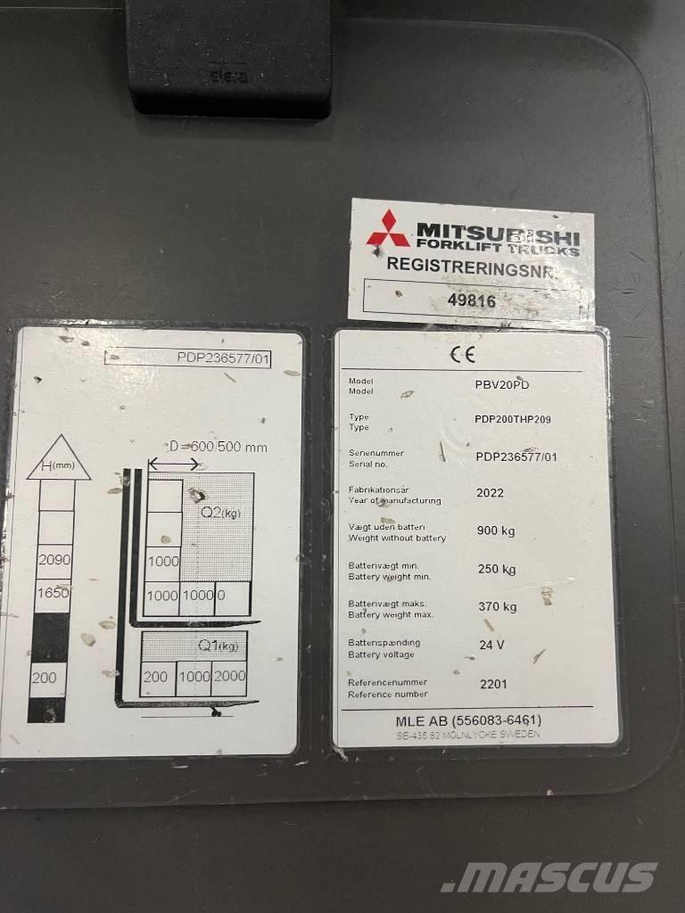 Mitsubishi PBV20PD Ručni električni viljuškar