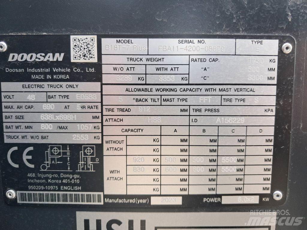 Doosan B18T-7 PLUS Električni viljuškari