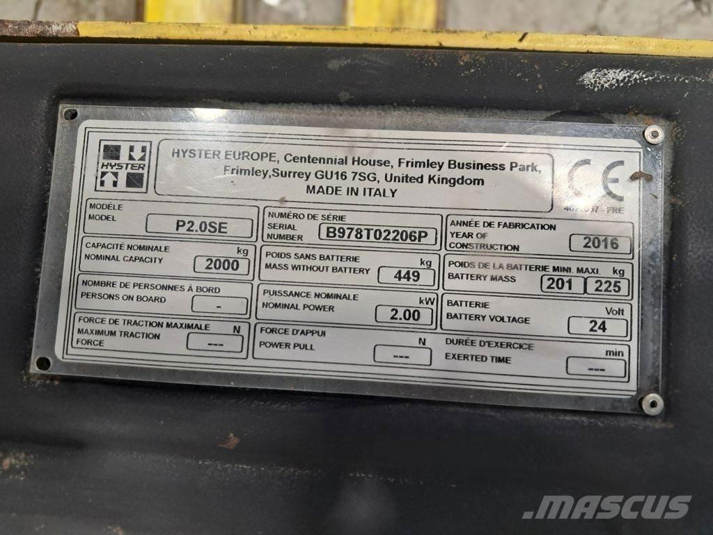 Hyster P2.OSE Nisko podizni električni viljuškar sa stajalištom