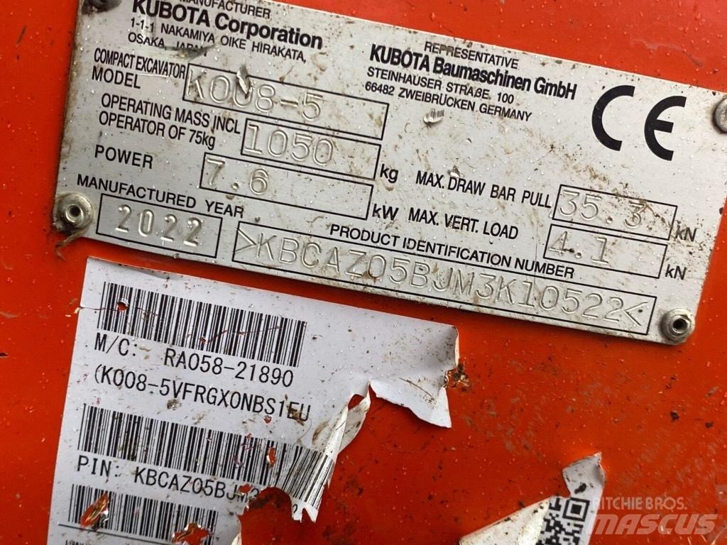 Kubota K008-5 Mini bageri < 7t
