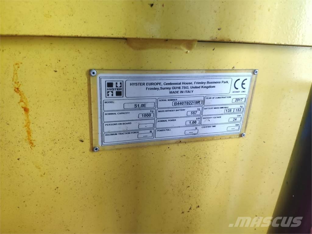 Hyster S1.0E Ručni električni viljuškar