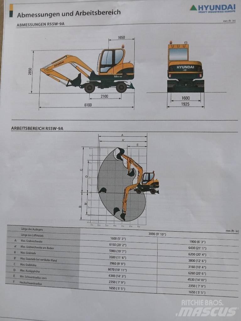 Hyundai 55W-9 Bageri točkaši