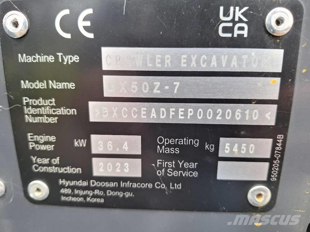 Develon DX 50 Z-7 Mini bageri < 7t