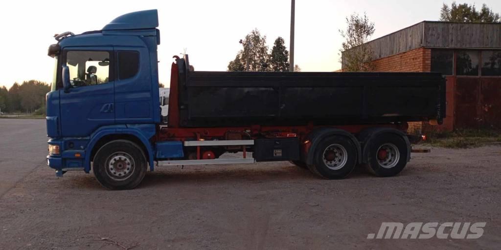 Scania 124 C 420 Rol kiper kamioni sa kukom za podizanje tereta