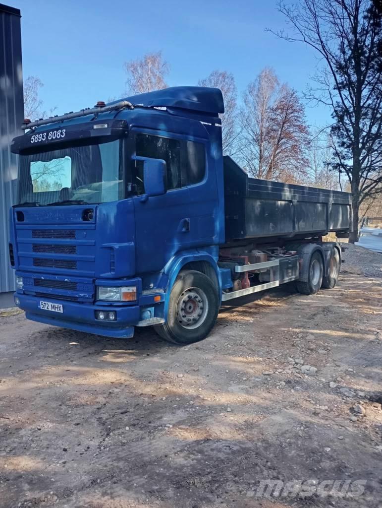 Scania 124 C 420 Rol kiper kamioni sa kukom za podizanje tereta