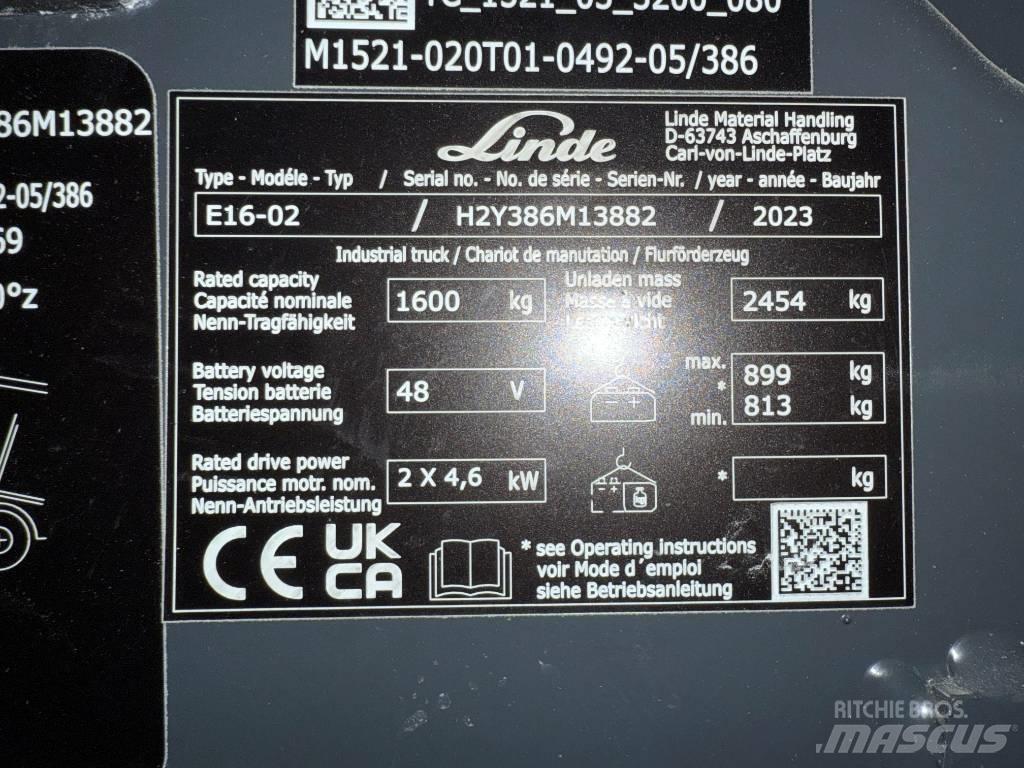 Linde E16/386-02 Električni viljuškari