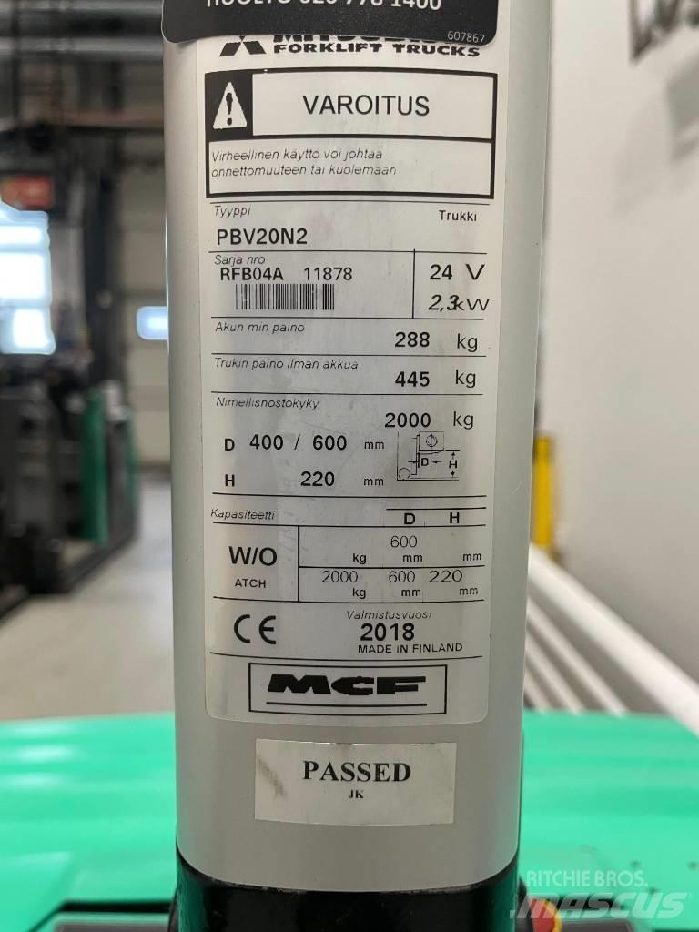 Mitsubishi PBV 20 N2 Nisko podizni električni viljuškar sa stajalištom