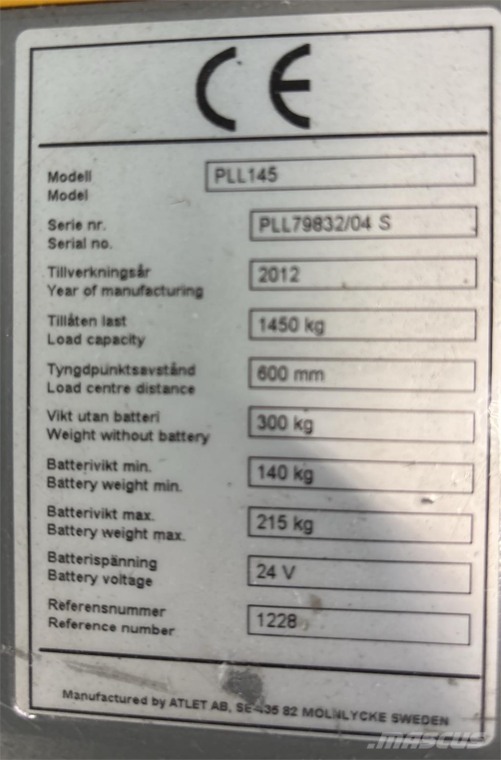 Atlet PLL145 Ručni električni viljuškar