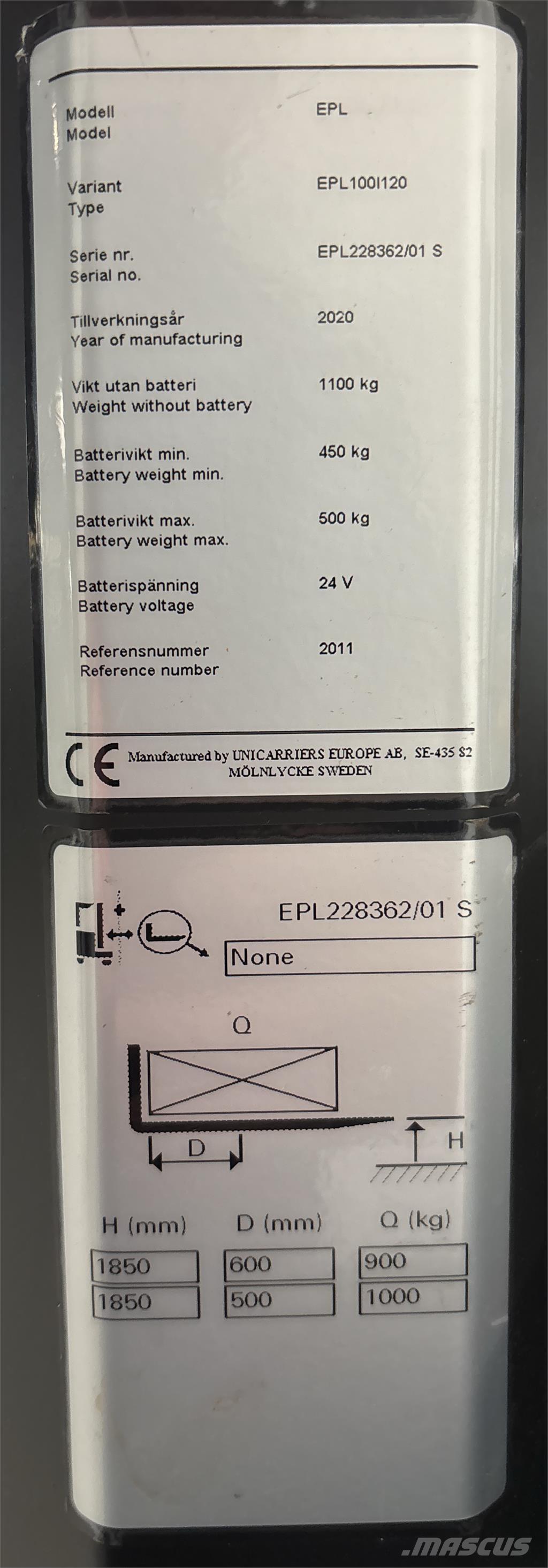 UniCarriers EPL100 Niskodizajući komisioni viljuškar