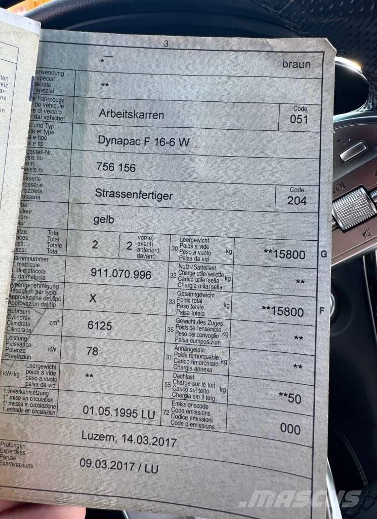 Dynapac F 16-6W Asfaltni finišeri