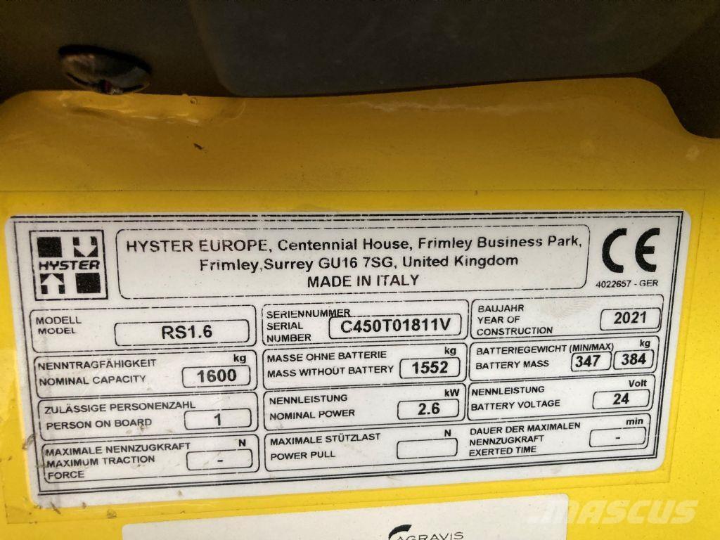 Hyster RS 1.6 IL Samopogonski ručni viljuškari